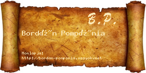 Bordán Pompónia névjegykártya